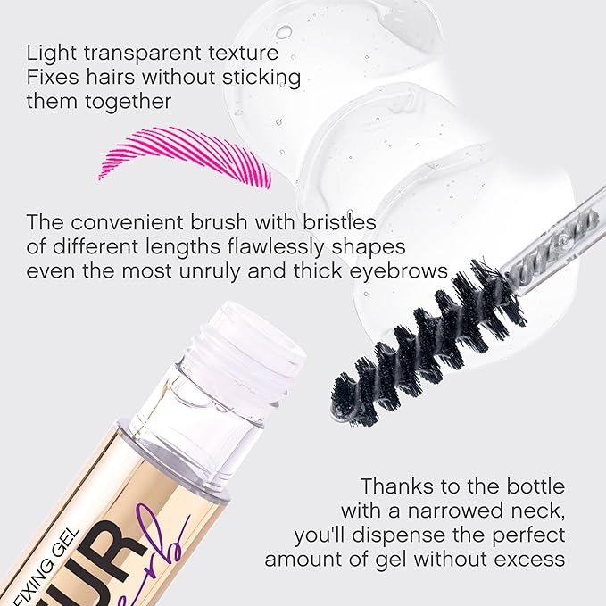 Vivienne Sabó Brow Gel Fixateur Superb – Clear Formula for All-Day Hold, Smudge-Resistant Laminated Look, Precision Styling Brush, Lightweight Texture, 0.2 fl oz