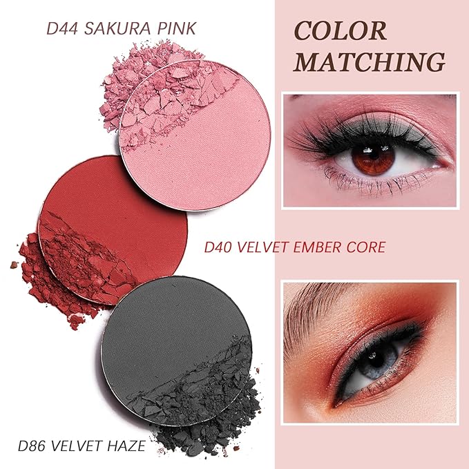 Refillable Eyeshadow Palette - Matte/Glitter/Duo-Chrome Pressed Powder & Cream Formula, Neutral/Shimmer/Smokey Multichrome, Travel-Friendly Iron Pan Refills (Matte, D44)