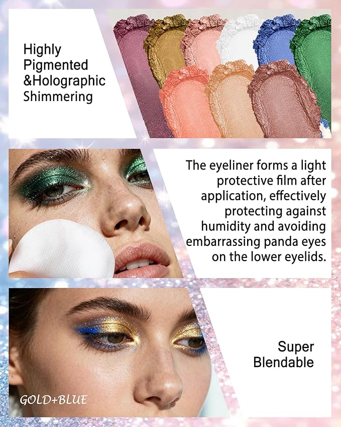 Glitter Eyeliner & Eyeshadow Stick 2 in 1, Silver Metallic Shimmer Eyeshadow Stick, Twist-Up Built in a Sharpener White Eyeliner Pen, Waterproof Creamy Eye liner Makeup for Women Christmas - 08 White