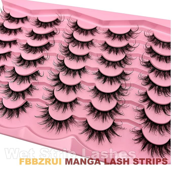 Wispy Lashes Wet Look 3D Cosplay Anime Cat Eye Manga Lashes D Curl Fake Strip Eyelashes Pack
