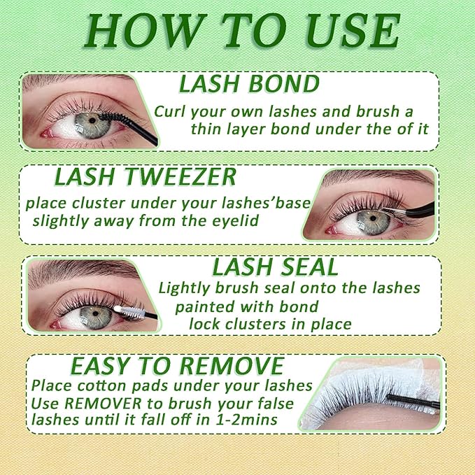 Wispy Lash Clusters 8-16mm Cluster Eyelash Extension 30D+40D Volume Eyelash Clusters 280pcs Super Soft Individual Lashes Plant Fibres False Eyelashes DIY Lash Extension