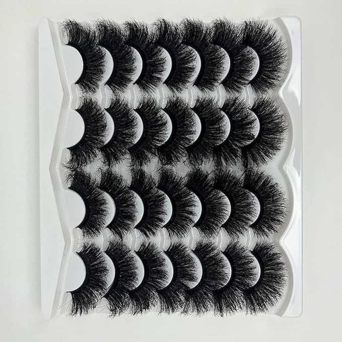 Fluffy Lashes Mink Dramatic Cat Eye Big Lashes Pack, 25mm Thick Lash Strips Fake Eyelashes Strips, 20mm Long Fluffy False Eyelashes