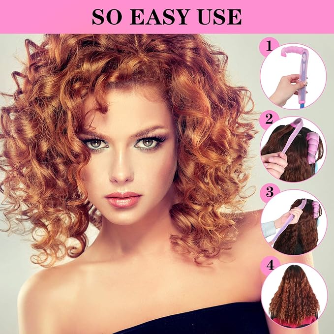 Wave Curlers Kit for Hair Supplies - 42 Spiral Curling Rods, No Heat Hair Styling with 40 Rollers and 2 Hooks (11.8 Inch)