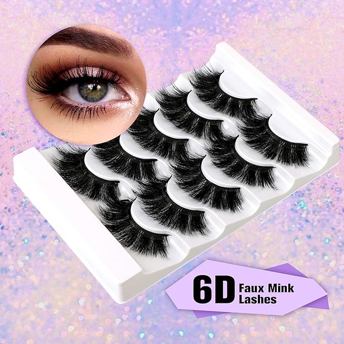 Faux Mink Eyelashes Thick Lashes Volume Dramatic False Eyelashes Luxury Volume Soft Handmade Reusable Lashes Pack