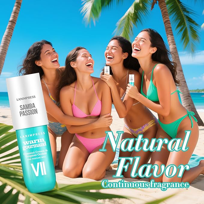 3 FL OZ Hair Mist and Body Spray for Women,Eau De Parfum,Sunshine Beach Aroma Perfume No.7,Gourmand Flower Perfume-With Notes of Coconut Cream, Orchid,Grilled Nut,Travel Size Fragrance