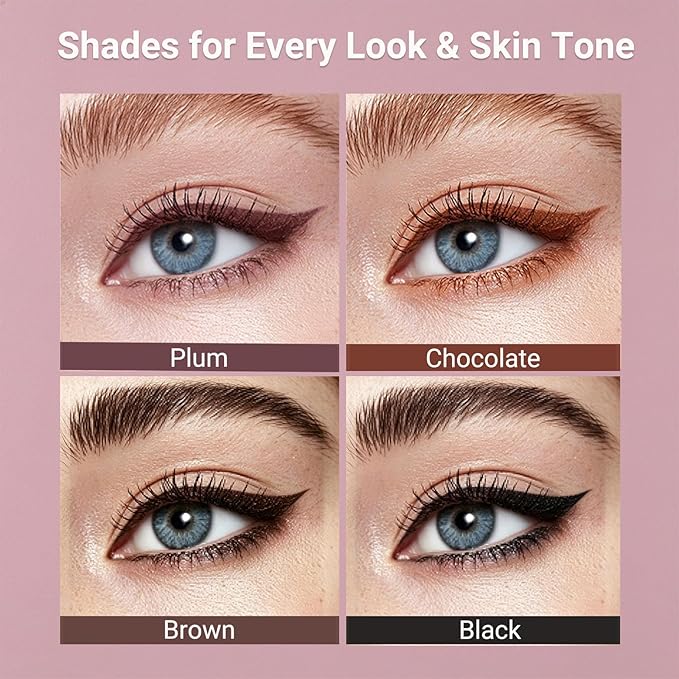 Brown Gel Eyeliner Pencil for Mature Eyes, Smooth Glide, No Tugging or Pulling for Soft & Natural Look, Waterproof Smudge-Proof Long-Lasting with Sharpener