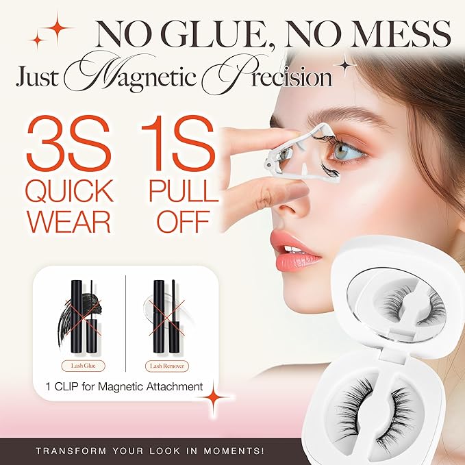 LASHVIEW Upgrade Magnetic Eyelashes with Applicator - Reusable Soft Magnetic Eyelashes for Natural Look - No Glue Needed - Easy to Wear and Remove (A03)