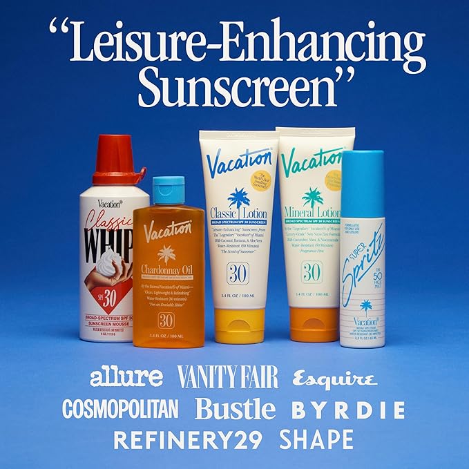 Vacation Mini Classic Lotion SPF 50, Water-Resistant, Mini Sunscreen Bulk Party Favor, Beach Must Haves, Traveling Essentials, Suntan Lotion Travel Size, 1 Fl. Oz. (Value Pack of 24)