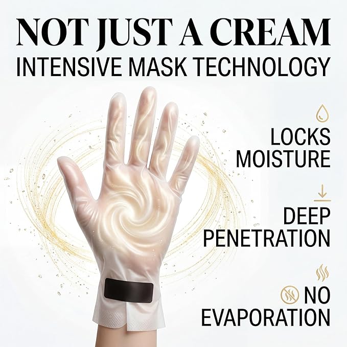 Hand Mask – Moisturizing Gloves for Dry Cracked Hands – 15-Minute or Overnight Treatment, Collagen Hand Masks, Hand Moisturizer Cotton Gloves for Sleeping Alternative, Repairing Treatment for Women