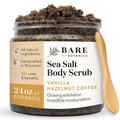 Bare Botanics 24oz Vanilla Hazelnut Coffee Sea Salt Body Scrub | Non-toxic, Vegan & Cruelty-free | Made in Madison, WI | Full Body Exfoliator & Hydrating Moisturizer with a Cute Wooden Spoon
