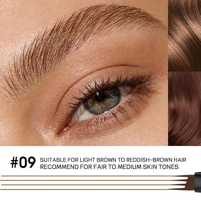 2 Pack 4-Tip Microblading Eyebrow Pen with 2 Brow Brushes, Waterproof Vegan Formula Eyebrow Pencils for Women to Effortlessly Create Natural Hair-Like Strokes, All-Day Wear (Medium Blonde)