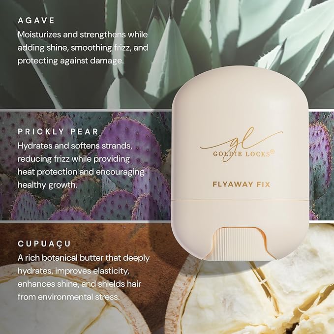 Goldie Locks Flyaway Fix Hydrating Pomade Stick - Tames Flyaways and Controls Frizz - Lightweight Non-Greasy Hold - Safe for Extensions & Color-Treated Hair - Protein-Free - 0.5 oz