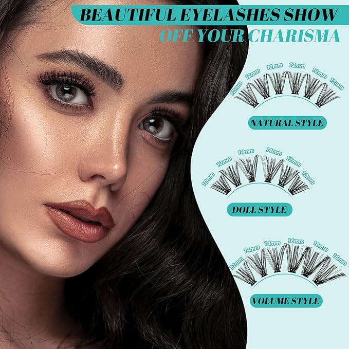 Lash Clusters Kit,DIY Individual Lashes Extension Kit,Lash Bond And Seal,Lash Remover For Eyelashes Extensions,Lash Applicator Tool For False Eyelash Cluster Kit（320PCS, 40D, 9-16mm）