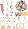 VioraWhite Lip Gloss Charm Kit Lip Gloss Keychain Making Kit Including Assorted Charms Keychain Clips Extender Chain(794 Pcs,Flower Style)