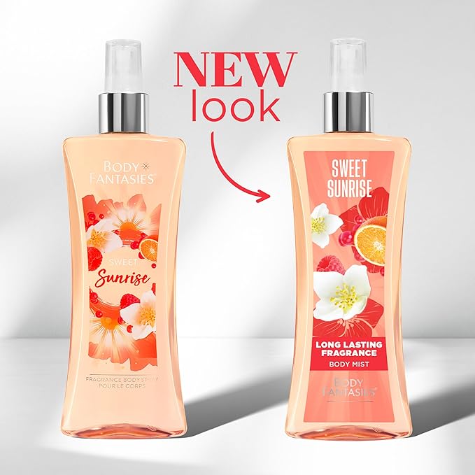 Body Fantasies Signature Fragrance Body Spray, Sweet Sunrise, 8 fl oz (Pack of 2)
