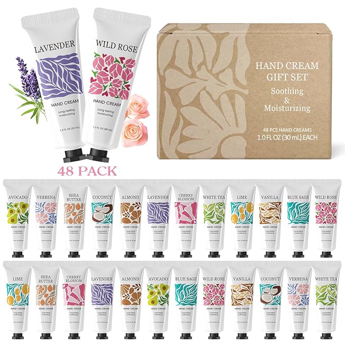 48 Pack Hand Cream Bulk Gifts for Women, Mothers Day Gifts for Mom, Teacher Appreciation Gifts, Nurses Week Gifts, Travel Size Hand Cream for Womem, Mini Moisturizing Hand Lotion for Dry Hands