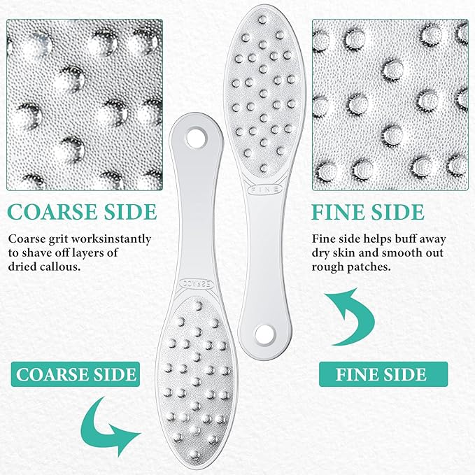 4 Pcs Stainless Steel Foot File Callus Remover Double Sided Metal Foot Rasp Scrubber for Wet or Dry Skin Professional Pedicure Tool for Hard Skin & Cracked Heels, Easy to Clean (Classic Style)