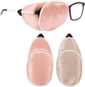 eZAKKA Eye Patches for Adults, Eye Patch Medical for Glasses, Silk Medical Eyepatch for Lazy Eye Patches for Women Amblyopia Strabismus and After Surgery (Brown+Orange)