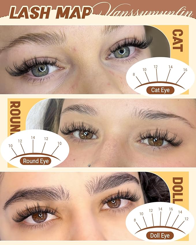 Spider Glosa Lash Clusters, Wispy Fluffy Eyelash Clusters Natural DD Curly Lashes Cluster 8-16mm Cluster Eyelash Extensions Reusable Eye Lash Clusters with Invisible Band for DIY at Home Vanssymunlin