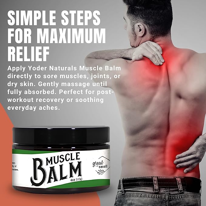 Muscle Balm - All-Natural Moisturizing Butter for Dry Skin + Cracked Heels - Calm, Soothe, Relax - Pure Essential Oils Peppermint + Lavender - Muscles + Joints 4 oz