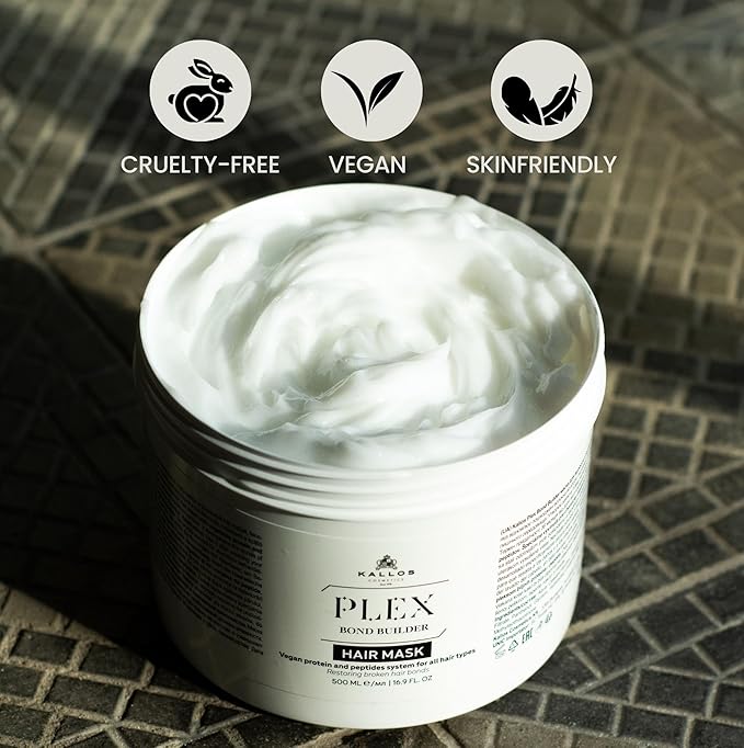 Kallos Plex Bond Builder Hair Mask – Bond Repair Treatment for Damaged & Bleached Hair, Plant Protein & Peptide Complex, Salon Size 1000 ml / 33.8 fl oz