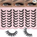 Natural Lashes Wispy Short Cat Eye False Strip Lashes Natural Look Cateye D Curl Lash Strips Fluffy Faux Mink False Eyelashes Pack