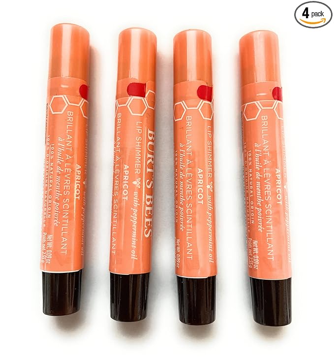 Burt's Bees Lip Shimmer Apricot, 0.09 Ounce (Pack of 4)