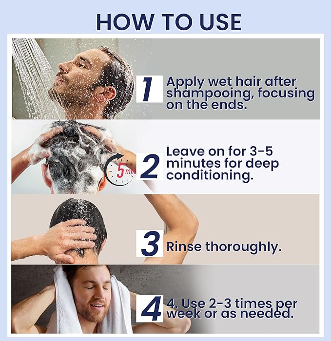 Uttse Biotin Hair Growth Conditioner for Men: Natural Thickening and Volumizing Conditioner with Tea Tree Oil Ginseng Mint for Hair Loss and Thinning Hair - 10.1 fl.oz, Dark Blue