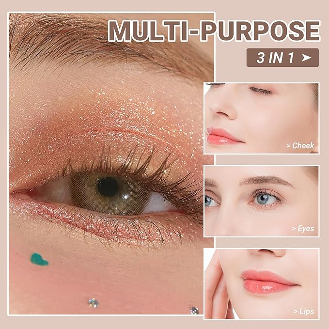 Refillable Eyeshadow Palette - Matte/Glitter/Duo-Chrome Pressed Powder & Cream Formula, Neutral/Shimmer/Smokey Multichrome, Travel-Friendly Iron Pan Refills (Glitter, D50)