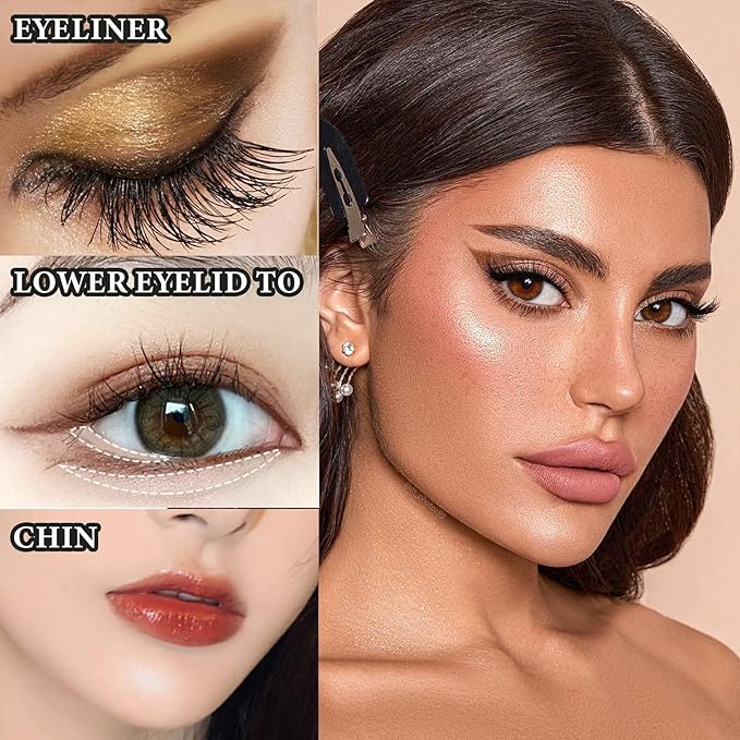 12 PCS Brown Eyeliner Pencils,Professional Long Lasting Waterproof Makeup Pencils,Highly Pigmented Inner Corner Eye Highlighter Eyeliner Pencil Eye Liner Pen Sets for Women