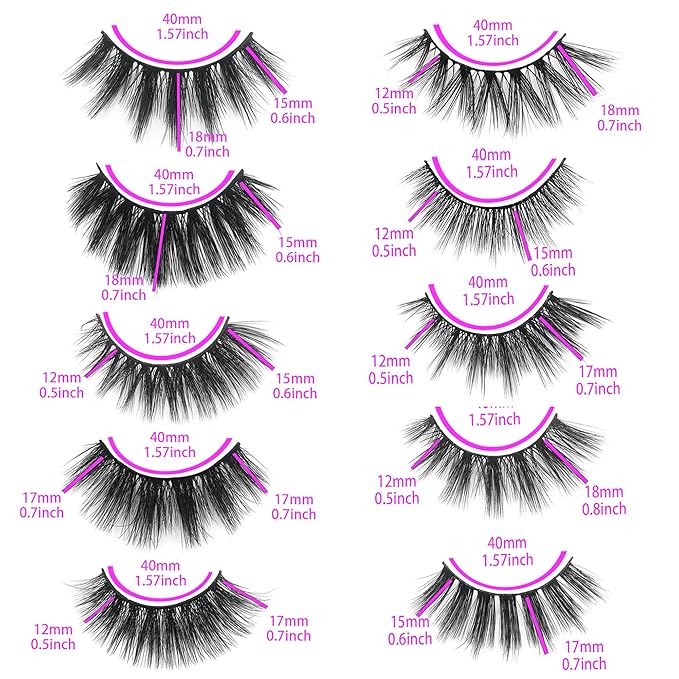 False Eyelashes MIKIWI 10 Pack Lahes, 12-20mm Wholesale 5D Fake Mink lashes, Fuffy Natural Volume eye Lashes, individual package Faux Mink EyeLashes