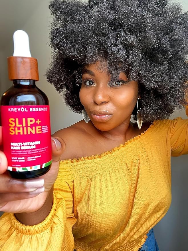 Kreyol Essence - 2 Oz Protect + Shine Hair Serum, Lightweight Moringa Oil Treatment, Multivitamin Hair Serum, Haitian Black Castor Oil, Grape Seed, Squalane and Argan Oil (Pack of 2)