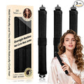 Overnight Heatless Hair Curler Satin Jumbo Flexi Overnight Curls Blowout Rods 3pcs No-Heat Styling Tools Curling Rod To Sleep In for All Hair Types - Black