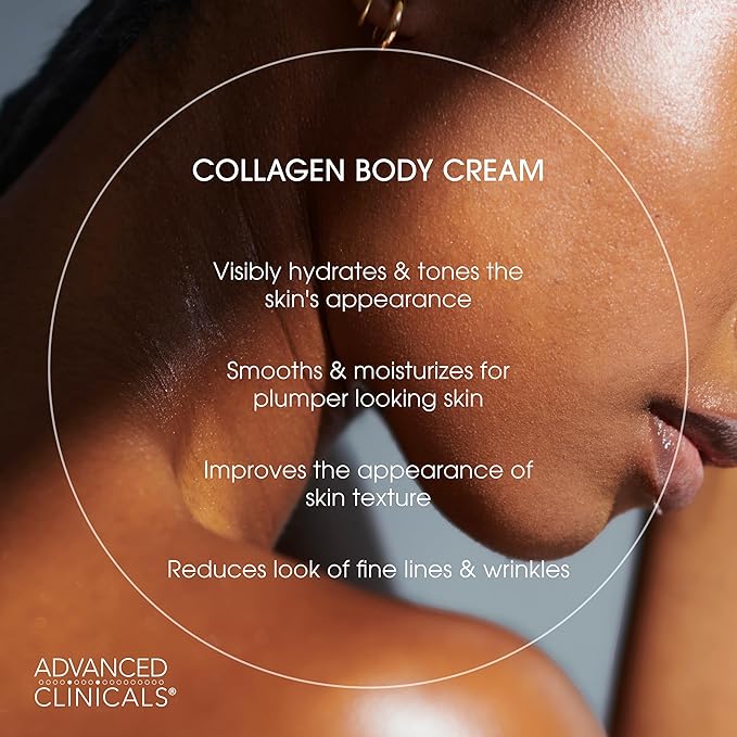 Advanced Clinicals Retinol Body Lotion + Collagen Cream Fragrance Free Face Moisturizer & Body Cream 2pc Skincare Set For Women & Men Helps Reduce Appearance Of Crepey Skin, Wrinkles, & Dry Skin, 2pc