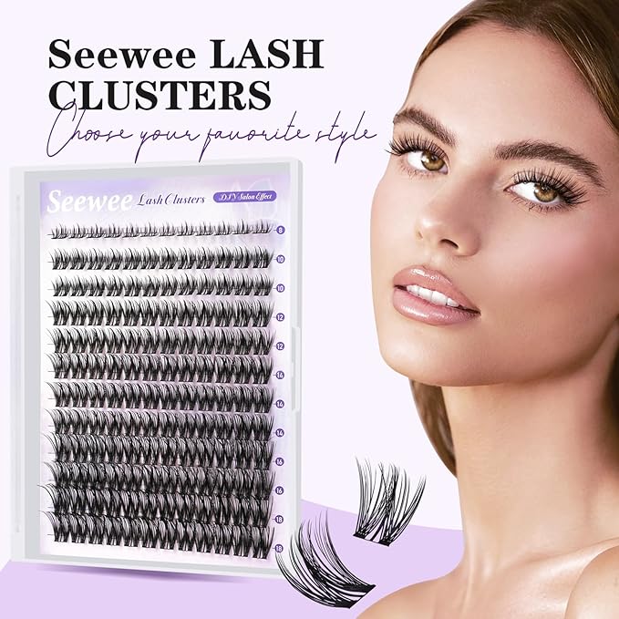 Wispy Lash Clusters 8-18mm C Curl Natural Lash Clusters 144pcs DIY Cluster Eyelash Extensions Individual Lashes Cluster with Spikes (S4 Lashes Only)