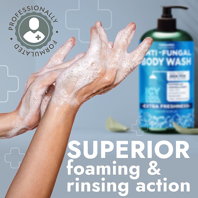 Antifungal Body Wash | Antifungal Soap with 1% Tolnaftate | Medicated Jock Itch Treatment for Ringworm & Athlete’s Foot | Menthol Body Wash for Itch, Odor Relief & Cooling Effect | 16.9 Fl oz
