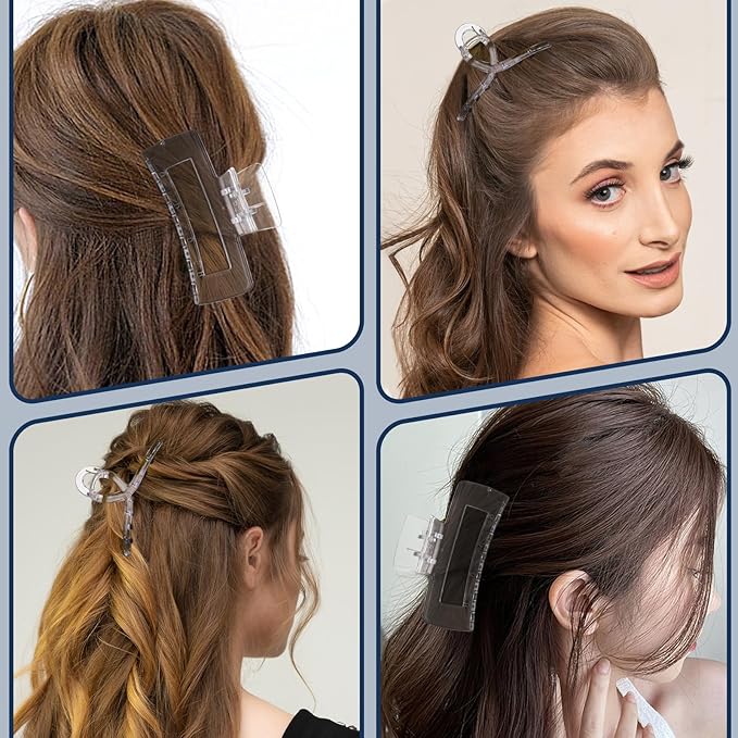 3 Pcs Clear Hair Clips For Women, Non-Slip Claw Clips, Transparent Large Claw Clips For Thick Hair Curly Hairstyle, Suitable For All Kinds Of Hairstyle Decoration