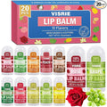VISRIE 20 Pack Mini Lip Balm Bulk, Natural Lip Balm with Vitamin E & Beeswax, Moisturizing Lip Care for Dry Lips, Perfect for Party Favors, Care Packages & Small Gifts