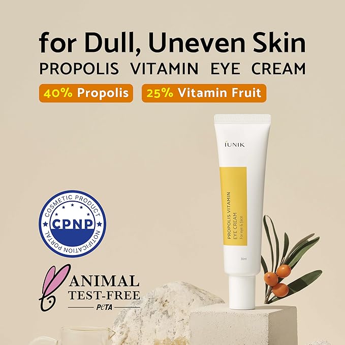 IUNIK Propolis Vitamin Eye Cream – Propolis & Vitamin C Lightweight Cream for Dark Circles, Puffiness & Fine Lines, Korean Skincare, 30ml / 1.01 fl oz