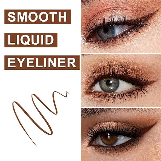 DECENTNESS Liquid Eyeliner, Eyeliner Pen with Ultra-fine Tip,Waterproof Long Lasting Makeup, Brown, 0.02 fl oz