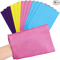 Tatuo 12 Pieces Korean Exfoliating Mitt Glove Italy Towel Body Skin Scrubber Exfoliating Scrubber for Remove Dead Skin Washcloth Korean(Large,Purple, Yellow, Pink, Blue)