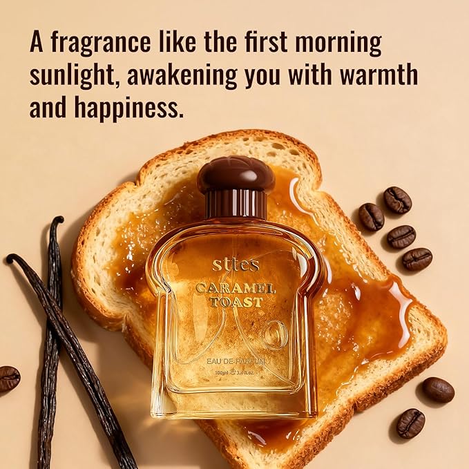 Sttes Caramel Toast Eau de Parfum, Warm Gourmand Fragrance with Vanilla, Coffee, Chocolate Notes, 100ml