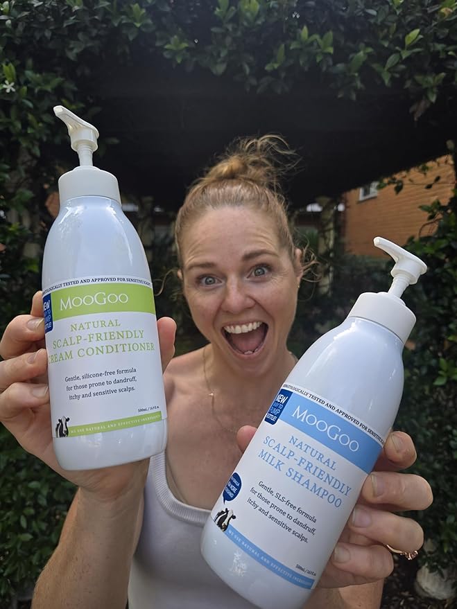 MooGoo Natural Milk Shampoo & Cream Conditioner Pack - For Itchy, Dry, Sensitive Scalps Prone to Eczema & Psoriasis – Sulphate-Free, Silicone-Free, Paraben-Free - 2x 16.9 fl oz
