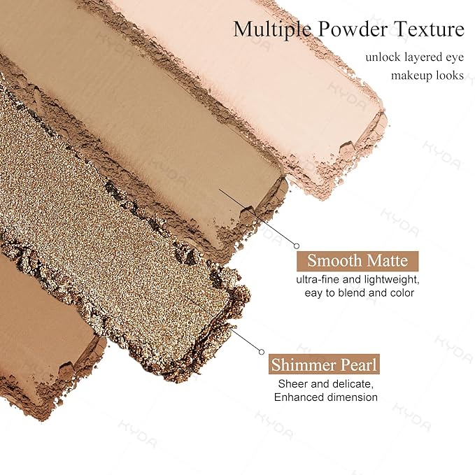 KYDA 4 Colors Nude Brown Eyeshadow Palette, Netural Brown Glitter Eyeshadow, Warm Shimmer Pearl Eyes Shadow, Eyes Palette, Ultra-fine Lightweight, High Pigment Eyes Glitter Makeup