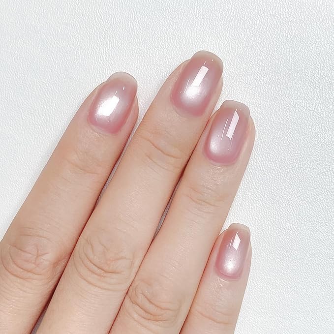 MAYCHAO 15ML Pixel Rose Cat Eye Gel Nail Polish 1Pc Glassy Rose Cat Eye Gel Polish Soak off Holographic Magnetic Nail Polish for Nail Art Manicure Salon DIY at Home, 0.5 OZ