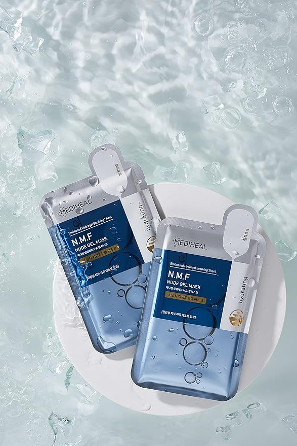 Mediheal NMF Nude Gel Mask 10 Pack Moisturizing Cooling Hydrating Transparent Hydrogel Patent Sheet