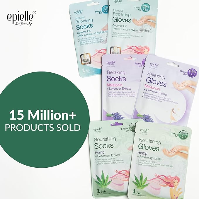 Epielle Nourishing Foot Mask 6 Pairs, Repair and Soften with Hemp & Rosemary Extract, Deep Moisturizing Socks for Dry, Cracked Feet, Self Care Gifts for Women, Spa Kit, Mothers Day Gifts