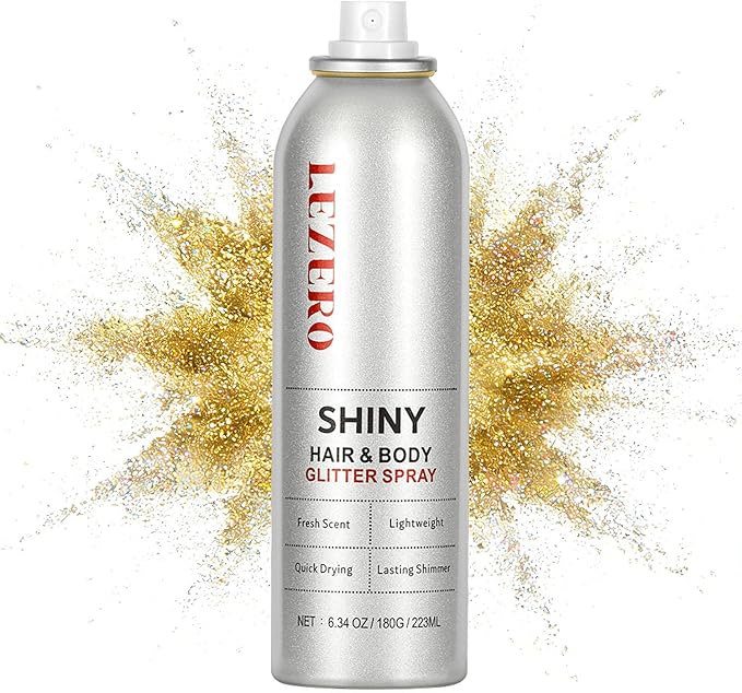 Hair and Body Glitter Spray for Women, Dazzle Gold Shimmer Makeup, Large Capacity for Concert Wedding Festival Rave Outfits, 200ml/6.34oz