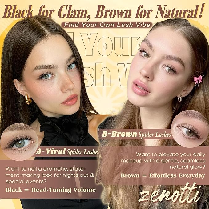 Spider Breeze Lash Clusters Brown Eyelash Clusters D Curly Wispy Cluster Eyelash Extensions Natural Brown Spider Lashes Cluster with Invisible Band Fluffy Individual Lashes 8-16mm by zenotti