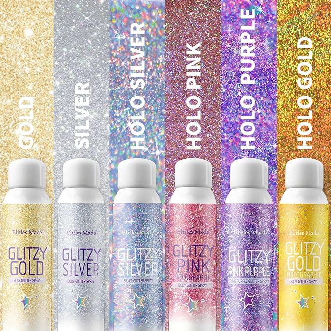 Hair Glitter Body Glitter Spray, 150ML Glitter Hairspray Holographic Green Glitter Spray for Hair and Body, Hair Glitter for Kids Women, Body Shimmer Festival Makeup 4.2 Fl Oz